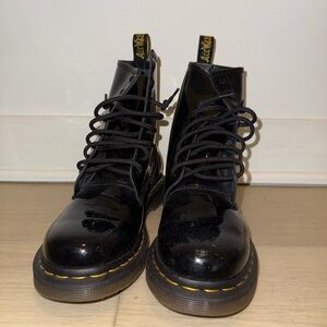 Dr. Martens Black Combat Boots with Yellow Stitching